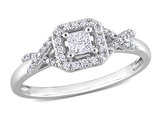 1/3 Carat (ctw H-I, I2-I3) Princess Diamond Engagement Halo Ring in 10K White Gold